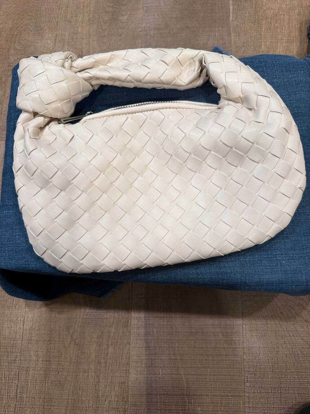 Woven Cream Handbag mini jodie style bag